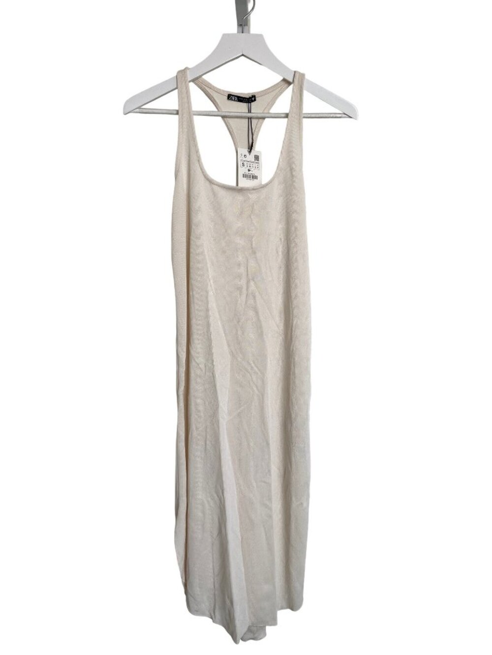Zara Ivory Soft & Stretchy Racerback Dress